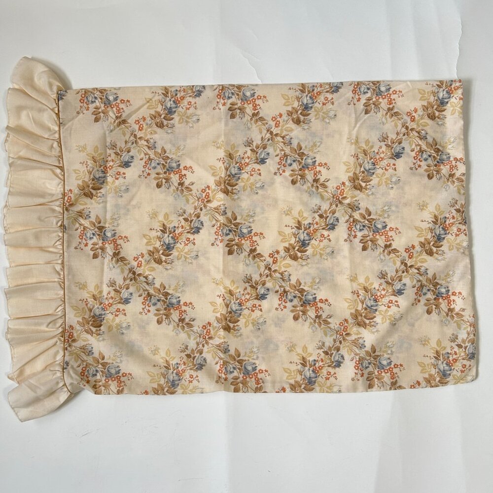 Vintage Lady Pepperell Floral 2 x Standard Pillowcases Ruffles No Iron Muslin - Picture 9 of 12